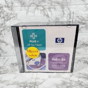 DVD+r HP 10 PACK Slim Jewel Case 8X Media 4.7GB/ 120 minute BLANK DISK **SEALED